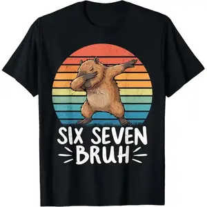 67 Meme Funny Six Seven Bruh Capybara for Kids Boys T-Shirt
