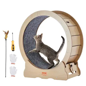 VEVOR Cat Exercise Wheel,  , Large Cat Treadmill Wheel for Indoor Cats, 29.5 inch Cat Running Wheel with Detachable Carpet and Cat Teaser for Running/Walking/Training, Suitable for Most Cats