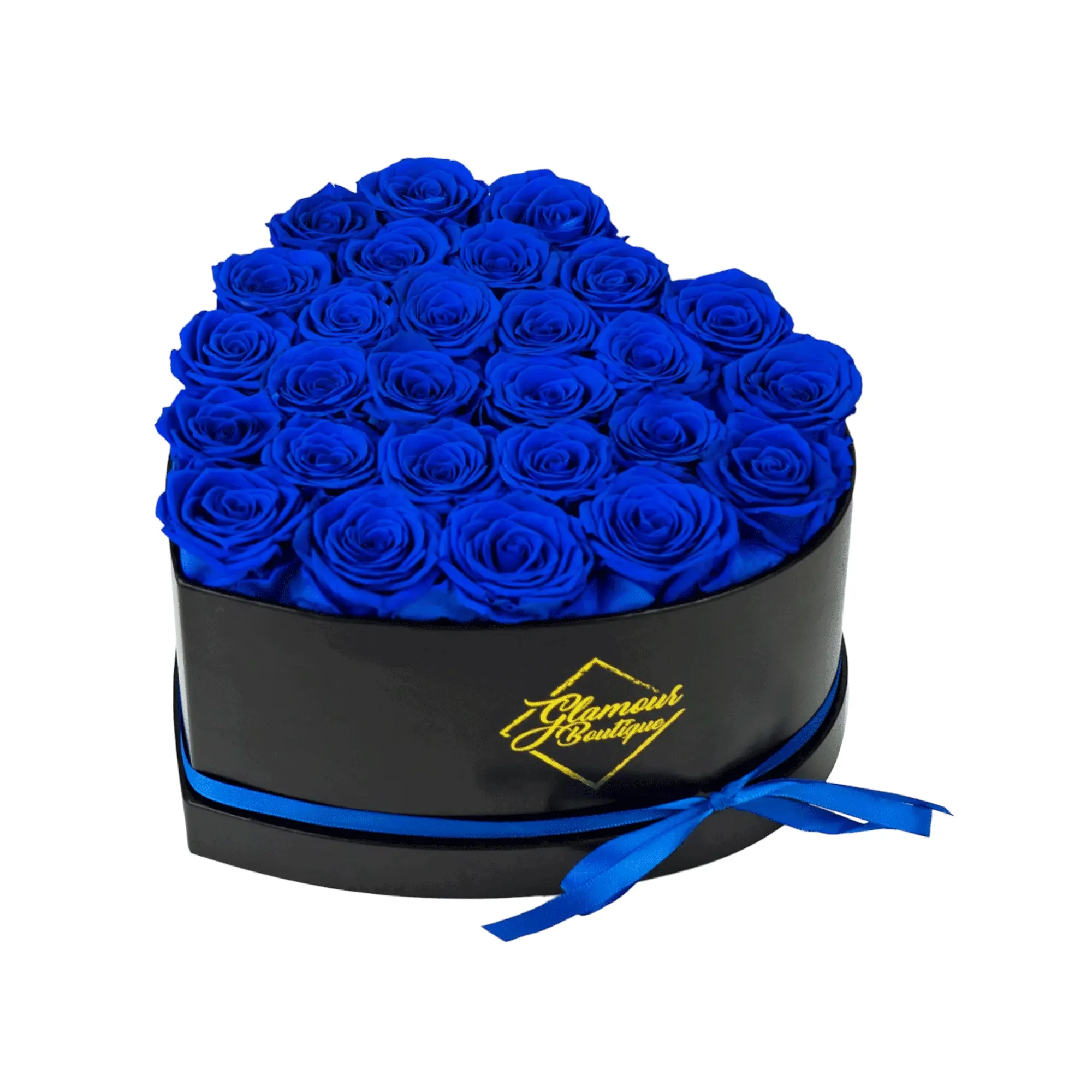 GLAMOUR BOUTIQUE Immortal Love Black Heart Decorative Box - 27 Blue Roses, Blue Rose Bouquet, Romantic Gifts for Her, Birthday Love Gift