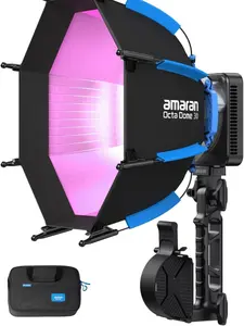 amaran Ray 60c RGB Video Light - 60W full-color Portable Studio Light CCT 1,800K-20,000K,3910Lux/1m, IP54 Bowens Mount,w/Softbox Portable Bag for Content Creators Vlog,Live Streaming,Weddings, Events, Conventions