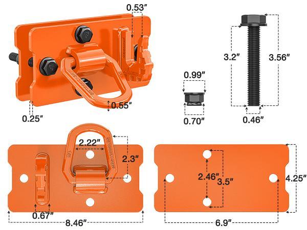 Nilight 2PCS Tractor Bucket Hooks with Tie Down Ring, Grade 70 Grade Forged Steel Bolt-On Grab Hook with Back Plates for Tractor Bucket RV UTV Truck MBS 15000 lbs, Orange Nilight 2PCS Tractor Bucket Hooks with Tie Down Ring, Grade 70 Grade Forged Steel Bolt-On Grab Hook with Back Plates for Tractor Bucket RV UTV Truck MBS 15000 lbs, Orange