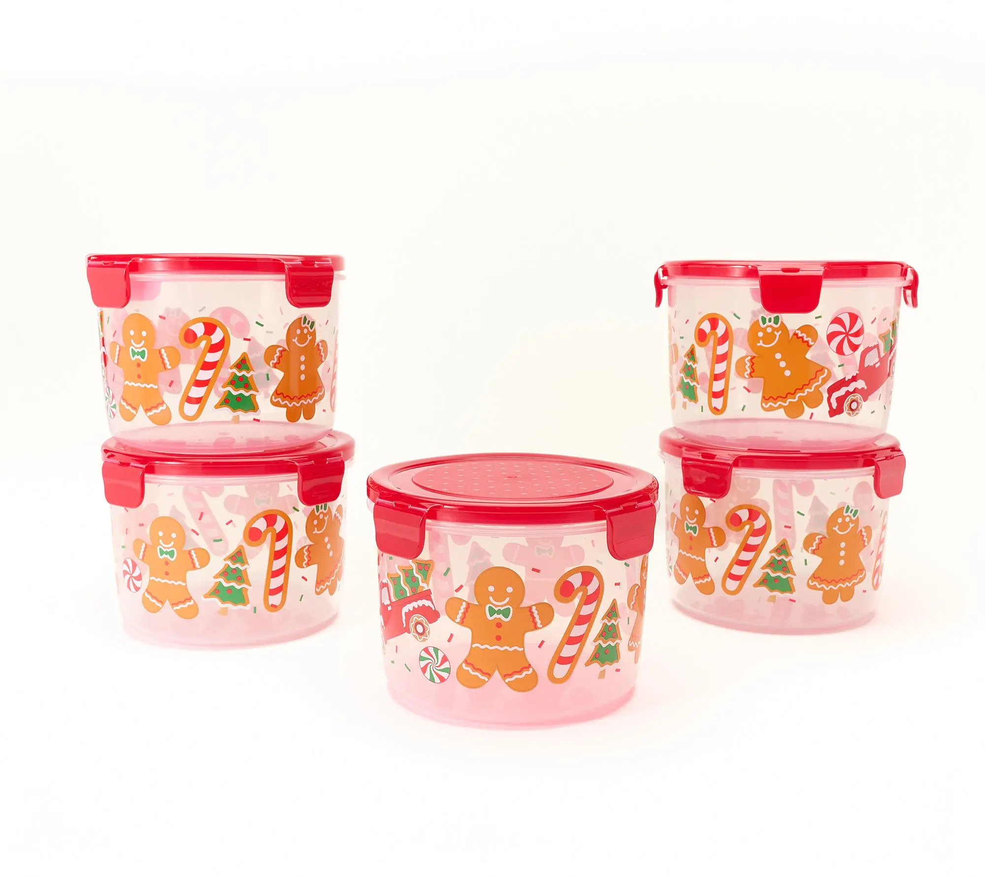 LocknLock Set of 5 Gingerbread Printed Canisters
