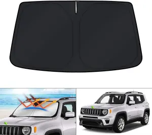 Canvcle Windshield Sun Shade for 2015-2024 Jeep Renegade Foldable Sun Visor Protector Blocks UV Rays Keeps Car Cooler Double Thickness 240T Reflective Polyester