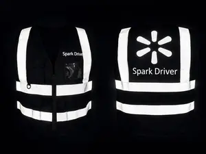 High Visibility Safety Vest with Pockets, Mic Tab, Reflective Strips and Zipper, ANSI/ISEA Standards(Black\Blue\orange) High Visibility