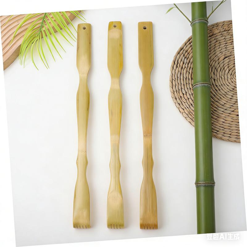3-Pack Natural Bamboo Back Scratcher Set​ – Traditional Body Care Tool, Gentle on Skin, Multi-Point Massage Heads, Red String for Hanging, Handy for Reaching Hard Spots, Natural Material, Practical Daily Helper, Thoughtful Gift Idea