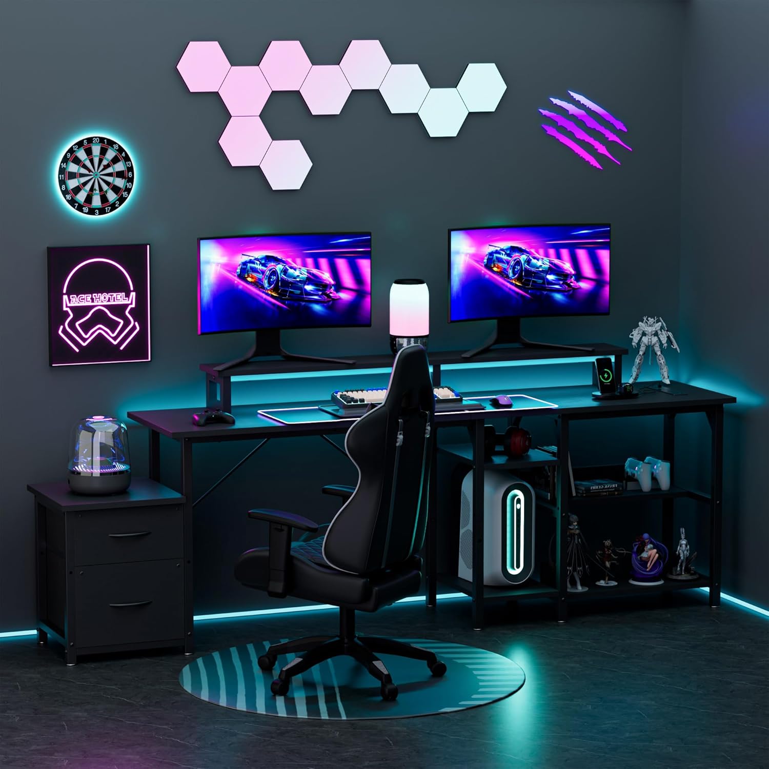 GTPLAYER Ergonomic Video Gamer Chair - Height-Adjustable Rolling Computer PC Chair, 360-Degree Smooth Swivel, Recline Function, Premium Spring Cushion Softens Impact, Memory Foam, Breathable Support, Gamer Stuff Built for Gaming Work Study