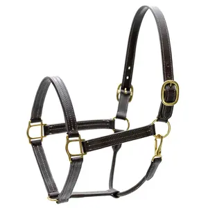 Jeffers Frankfort Triple Stitched Leather Horse Halter with Throat Snap, Adjustable, Breakaway-Ready, Premium Pre-Oiled Leather