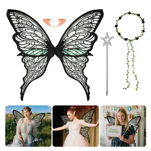 Fairy Wings Costume Set - Butterfly Wings Wand Elf Ears for Party Stage Use,Fairy Costume Stuff, Princess Dress Up, Perfect Birthday Gifts