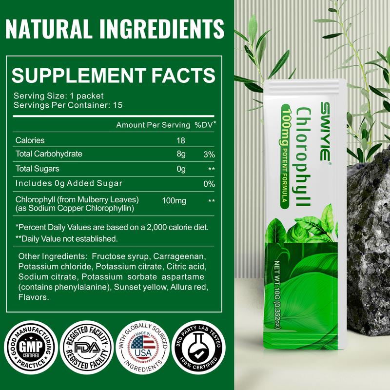 Swiyie Chlorophyll Jelly – Skin Clarity & Liver Support –, 30 Pack Edible Healthcare Fitness Dietary Natural Plant-Based, Portable, Vegan-Friendly