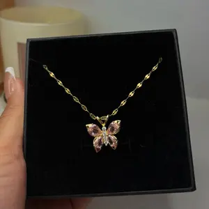 Pink Butterfly Necklace