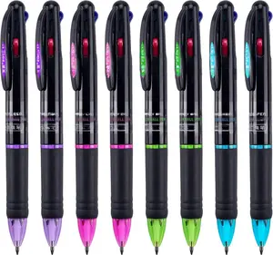 8 Pack Multicolor Ballpoint Pens 4-in-1 0.7mm Colored Retractable Ballpoint Gift Pen For Office School Supplies Students
