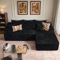 100" Black L Shape Sofa Right Chaise
