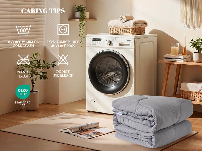 【BEDLORE】Wave Quilted Comforter Duvet Insert, Soft Down Alternative with Corner Tabs, All-Season Comforter, Machine Washable for Bedroom Use