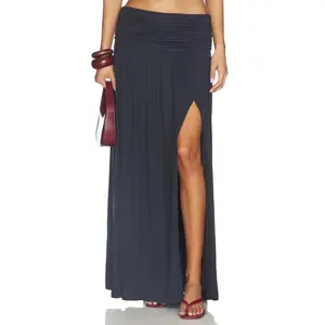 SEVEN WONDERS Avanni Ruched Low Waist Maxi Skirt in Granite
