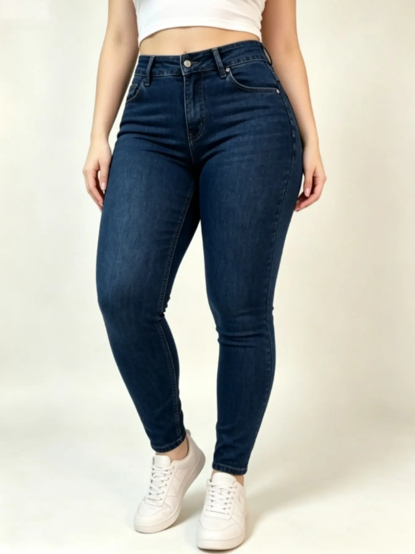 Women's Plus Size High-Waisted Stretchy Skinny Denim Trousers - Basic Bottom with Slim-Fit Leg, Fashion Streetwear, Casual Day Wear, Party Commute, All Seasons WH54 BBL