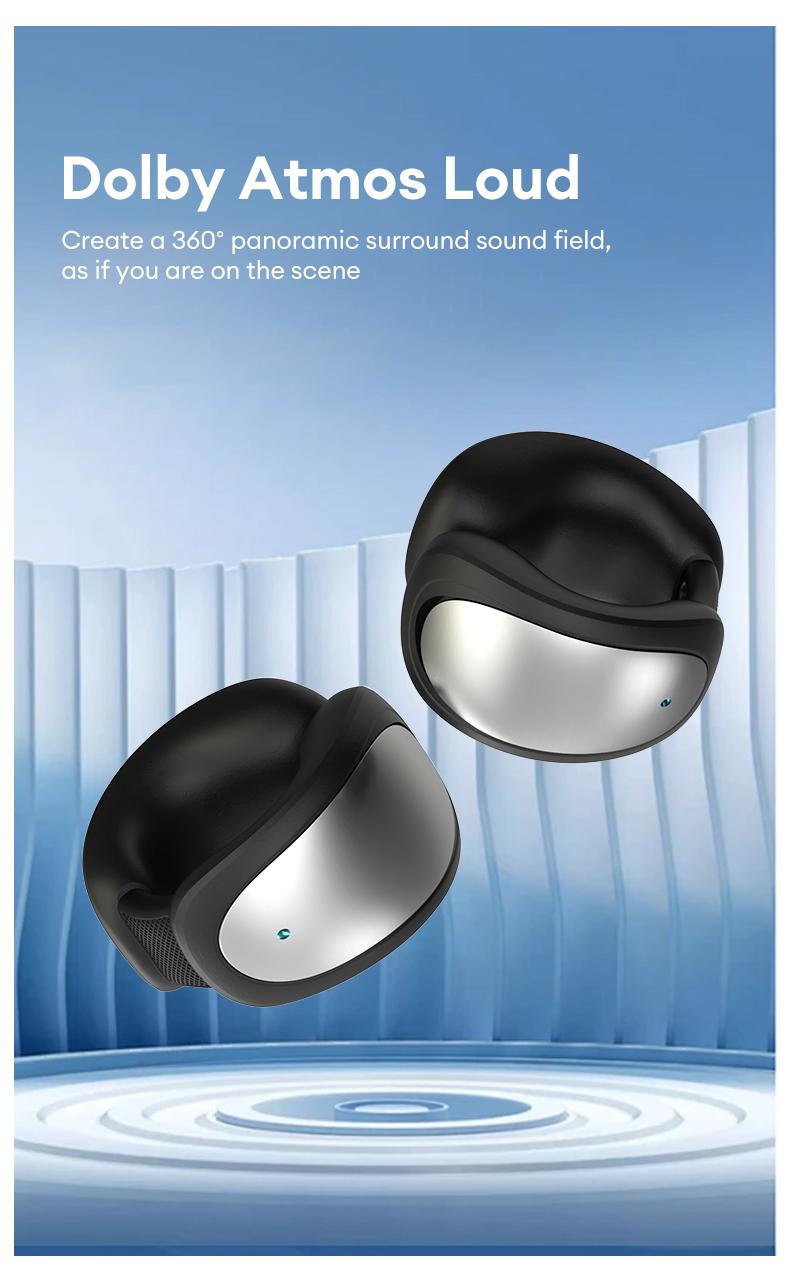 MGALL C100 Multifunctional Clip-On Wireless Headphones with 2025 Bluetooth 6.0, LED Touch Screen, Prevent Earphone Loss, Audio Earbuds for Music & Calls, Ideal Gift for Men & Women