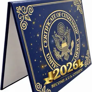 US Citizenship Certificate Holder – Padded Cover with Gold Seal - Naturalization Gift for New Citizens - Protect Your Certificate of Citizenship