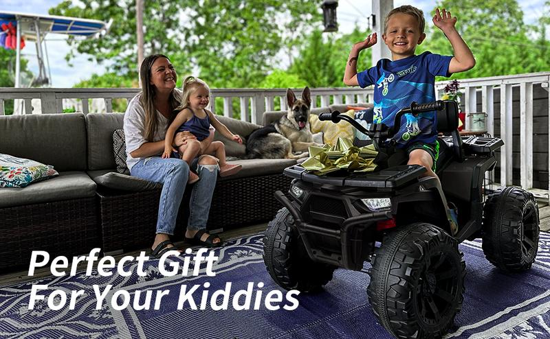 Hikiddo 24V Ride on Toys, Kids ATV 4-Wheeler for Big Kids with 2 Seater, 400W Motor, Bluetooth