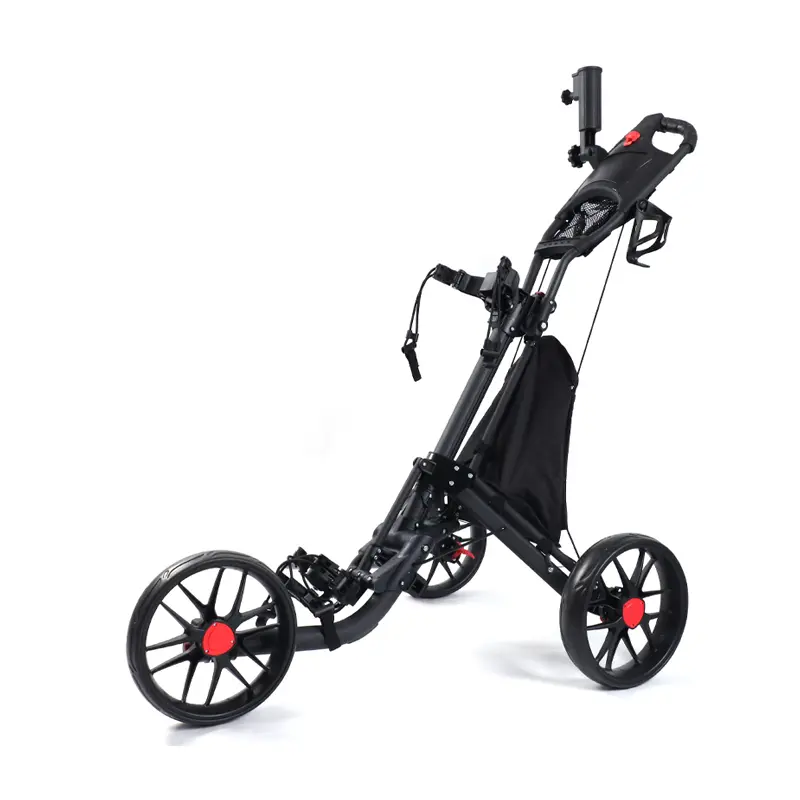 HOWTRUE Aluminum 3-Wheel Golf Push Cart with Adjustable Handle