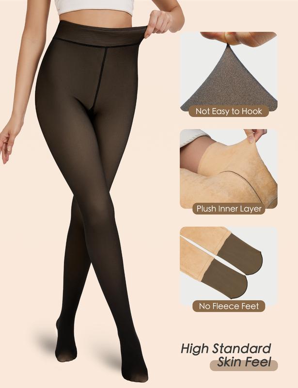 Tournesol Fleece Lined Tights One-Lined Seams both front and back! Womenswear Size XS - 4XL Thermal Winter Basic Tights Leggings Thick Semi-Transparent Casual Underwear Pantyhose Closed Foot Available in Light Mid Deep Skin Tone 001