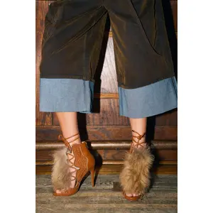 AZALEA WANG SHAINY TAN FUR SANDAL