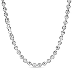 Ball Bead "Dog Tag" Chain Necklace - 925 Sterling Silver - 18"-30" - 6mm