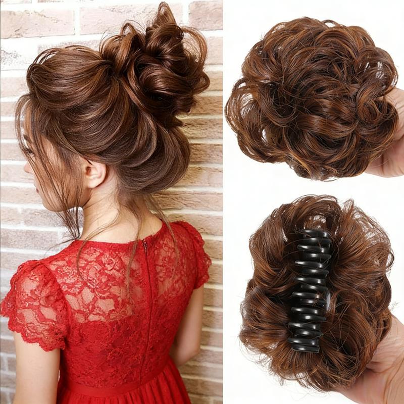 Flower bud head wig clip, lazy fluffy curling clip, back of head hair clip, natural fluffy wig, suitable for daily and holiday wear for women's wigs