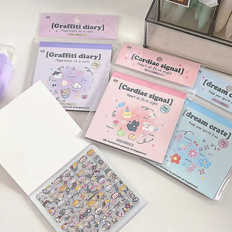 Scrapbook Supplies Mini Adhesive Sticker Book - 24 Sheets, 1600+ Cute Cartoon & Flower Cut-Out Paper Shapes, Colorful Scrapbooking Stickers for Diaries, Creative DIY Projects, Cute Stickers
