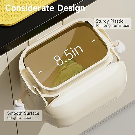 UFORU 3.2-gallon/12-liter kitchen compost bin, can be placed on countertops or under sinks, made of plastic,  can be hung or wall-mounted, suitable for bathrooms, offices, etc. Made of ABS plastic, smooth surface, leak-proof seal. Automatic Dustbin