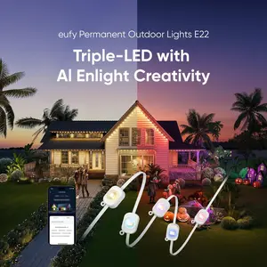 eufy E22 Permanent Outdoor Light, 200ft/150ft/100ft/50ft with 60 Triple-LED Lights, Smart RGBWW for Christmas, Daily and Holiday, IP67 Waterproof, AI Lighting Themes for Christmas Decorations, Links with Cameras, [Live Only]