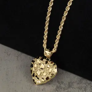 High-End Brass Gold / Silver Plated Brass Nugget Lovely Cute Heart Pendant & 3mm 18" 20" 24" Stainless Steel Rope Chain Necklace Gift Set Daily Birthday Engagement Wedding Anniversary For Women