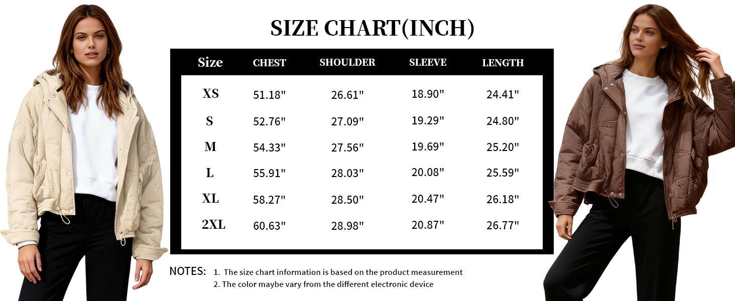 Tanming Women's Oversized Quilted Hooded Jacket with Pockets and Adjustable Hem Warm Casual Loose Fit Short Winter Coat Outerwear for Cold Weather