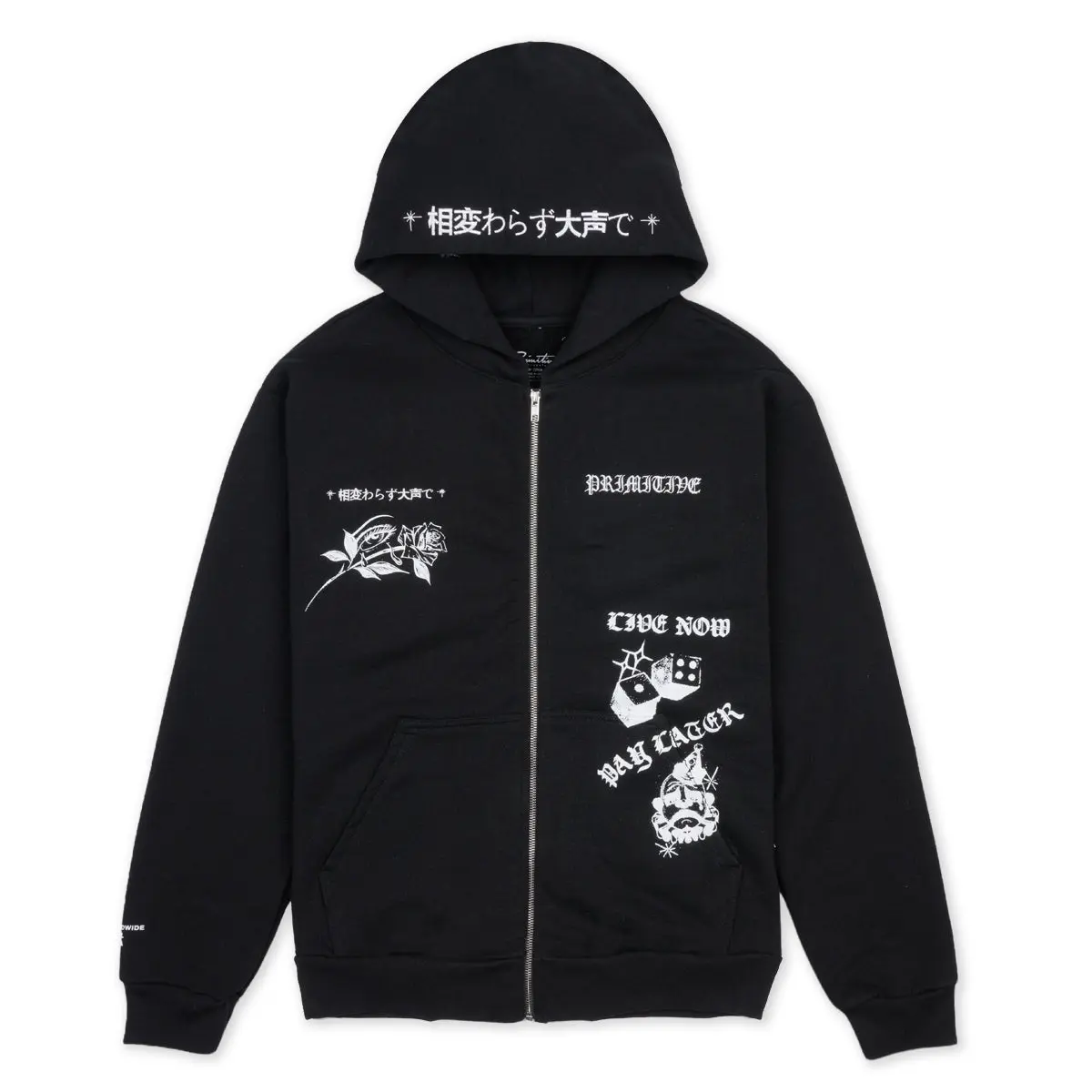 Primitive Apparel Men's Boxy Fit Zip Up Hoodie Scrape