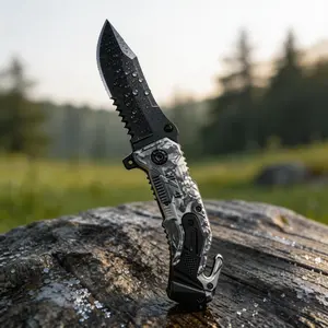 Outdoor picnic, portable, 3-in-1 function, camouflage textured handle, multi-purpose tool