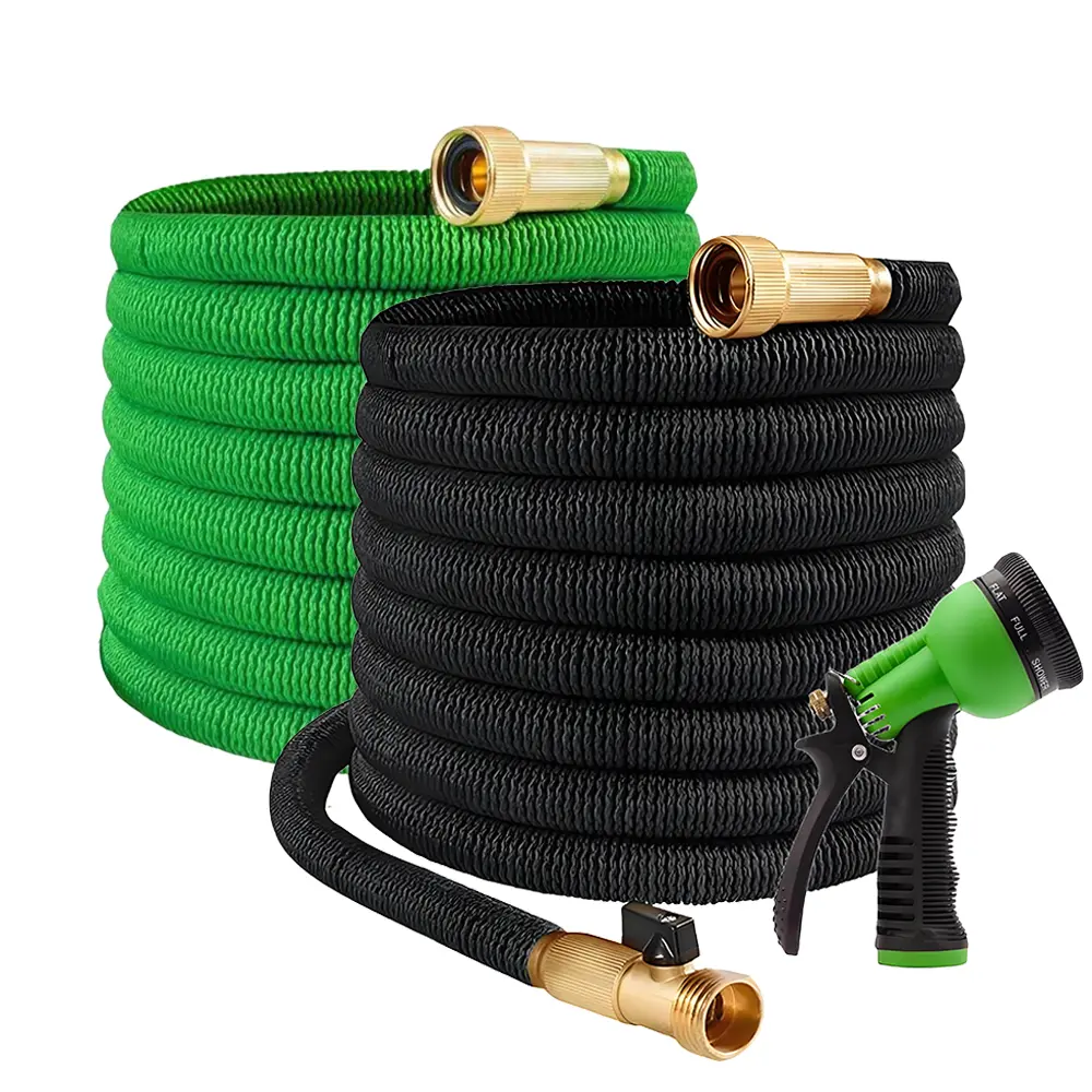 Heavy-Duty Expandable Car Washing Hose (50/75ft) - 4X Stronger, Kink-Free, High-Pressure Hybrid Hose with 10-Function Nozzles, 3/4" Solid Connect, Connector, Hanger, Storage Bag, RV Compatible for Outdoor Watering, Garden Hose Connector