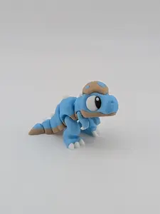 Mini Flexi T-Rex Dino Hatchling Keychain Charm UV Reactive Blue PLA 1.75" Tall x 2.75" Long with Cracked Egg Shell Detail for Kids Collectors and Sensory Seekers - Dinosaur