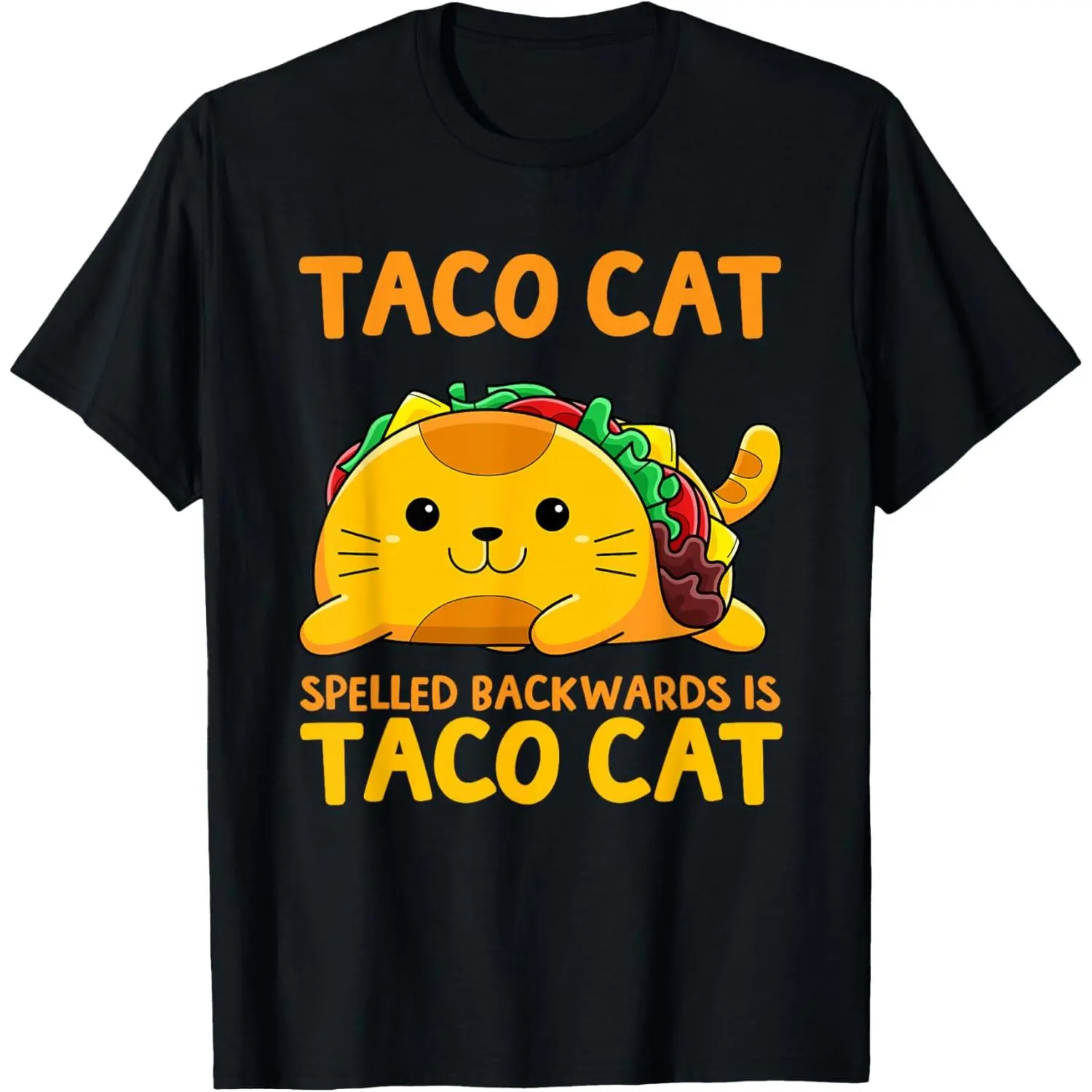 Men's Tacocat Spelled Backwards Graphic T-Shirt, Soft 100% Cotton Casual Round Neck Top, Comfortable for Daily Wear