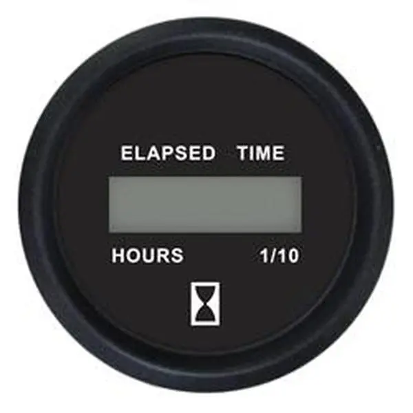 Faria Beede Instruments 12835 2-in Electrical Measuring Tool - 2 inches, 12-32V Digital Hourmeter Gauge, Euro Black, 0.25 lbs, Durable Reliable Design