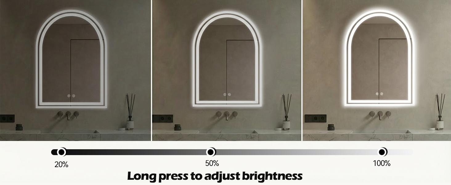 LED Bathroom Mirror With Light ，Dimmable Anti-Fog & 3 Color Temperatures ，Premium Aluminum Frame Mirror For Vanity And Modern Bathroom