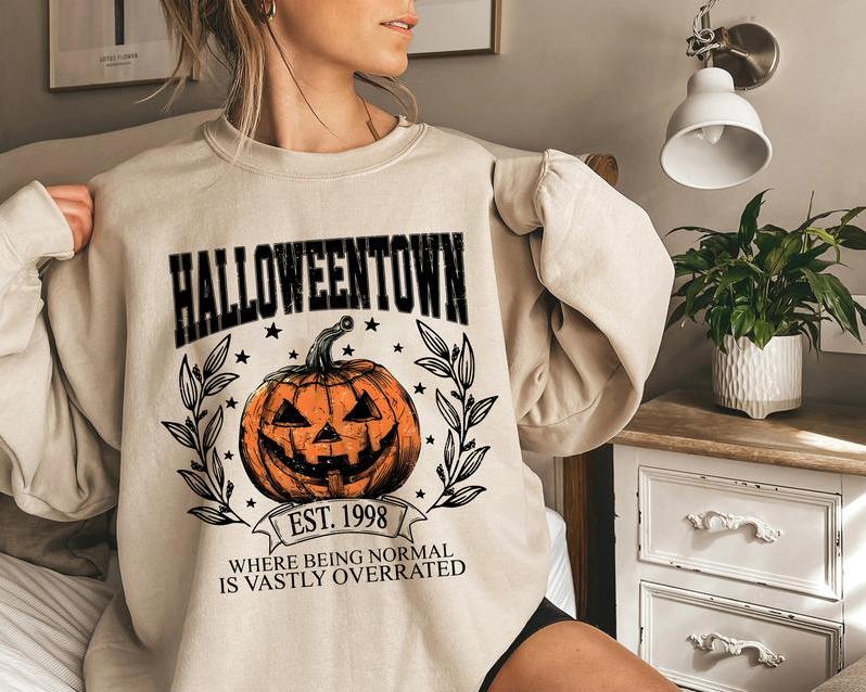 Halloweentown University Shirt - Sweatshirt - Hoodie, Halloween Town Est 1998 Sweatshirt, Fall Sweatshirt, Vintage Pumpkin Shirt, Women Halloween Sweatshirt, Spooky Season, Halloween Gift, Full Color, For Men, For Women, Casual, Classic Fashion, Tee Print