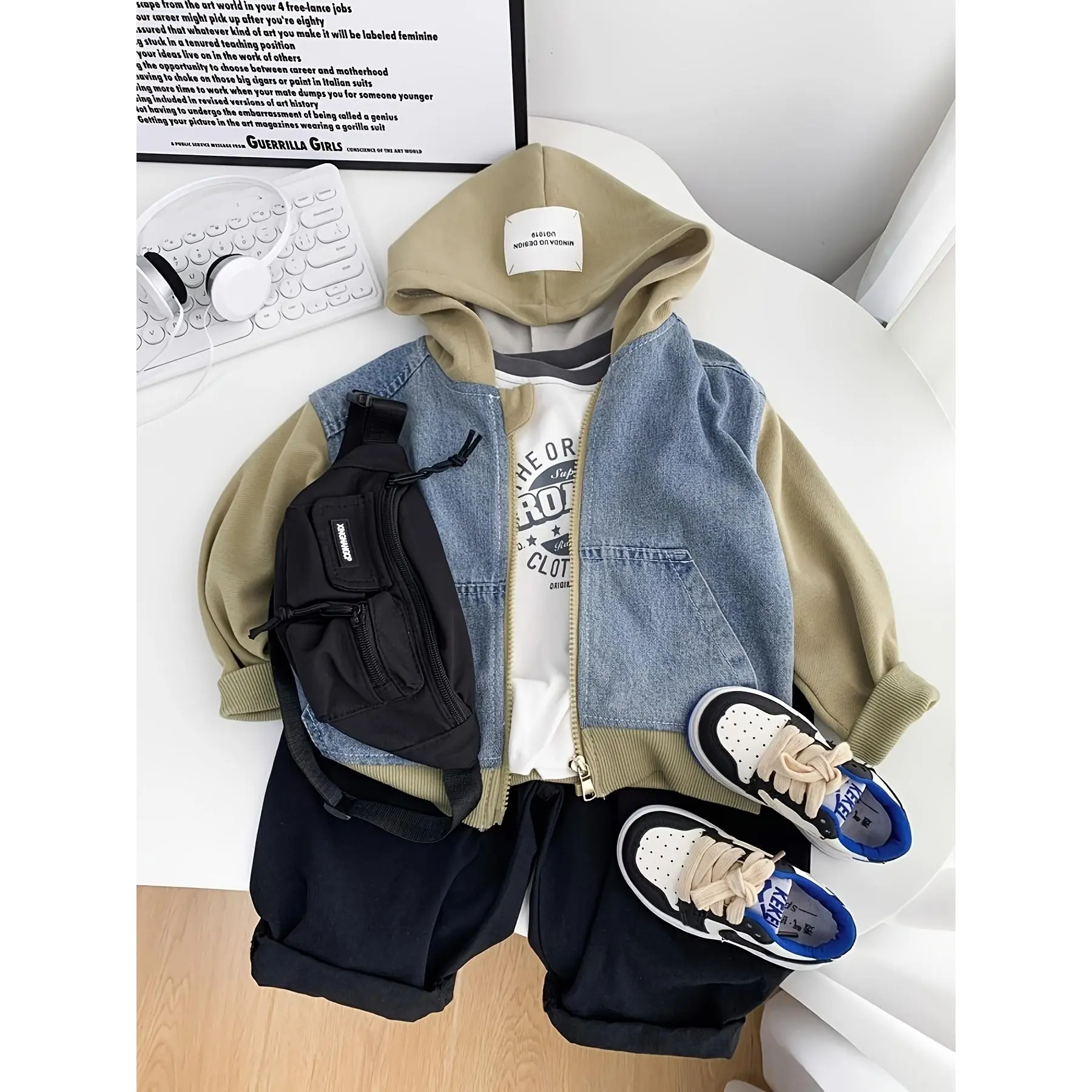 Kids' Versatile Denim Jacket |   Essential Hooded Top for Spring/Fall, Casual Zip-Up for Boys