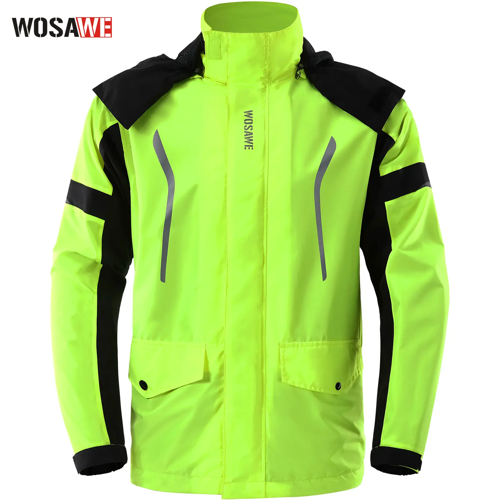 WOSAWE Waterproof Motorcycle Rain Jacket for Men & Women, Mesh-Lined TPU Coat with Waterproof Coating, Breathable Reflective Gear for Cycling, Hiking, Traveling (2XL)