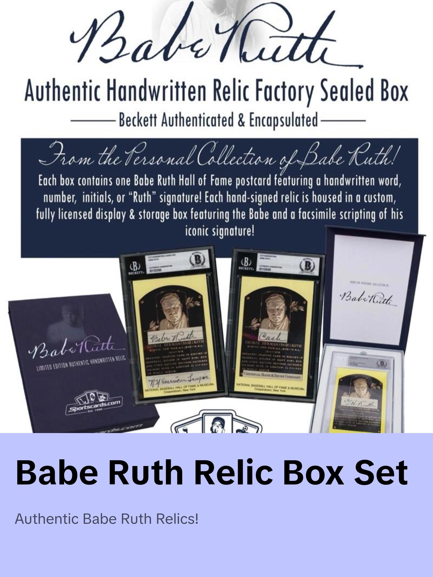 Babe Ruth Authentic Handwritten Relic Box (Chase the Babe Ruth Auto ...