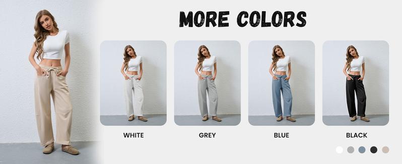 Kingapril Women's Wide Leg Pants Drawstring High Rise Side Striped Slouchy Palazzo Pants with Pockets Wideleg Womenswear