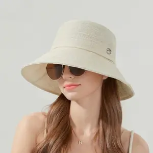 Women's outdoor travel sun hat for spring and summer, wide brim, makes face look smaller, fisherman hat, European and American style, versatile sun protection hat.