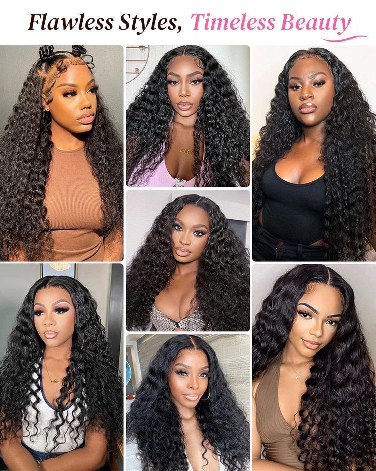 【13x6 Glueless Wig】Bling Hair Pre-Cut Lace Glueless Human Hair Wigs Pre Plucked 180 Density Brazilian Body Wave Deep Wave Wig With Invisi Drawstring for Black Women Glueless Curly Lace Frontal Wig Natural Color