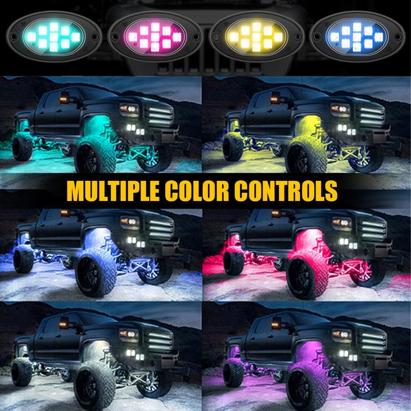 Multicolor RGB Rock Lights, 20 Pods Multicolor RGB LED Rock Lights Kit Offroad Truck Underbody Neon , Bluetooth APP/Remote Control, Flashing Music Mode Wheel Well Light, For Pickup Truck ATV UTV RZR SUV