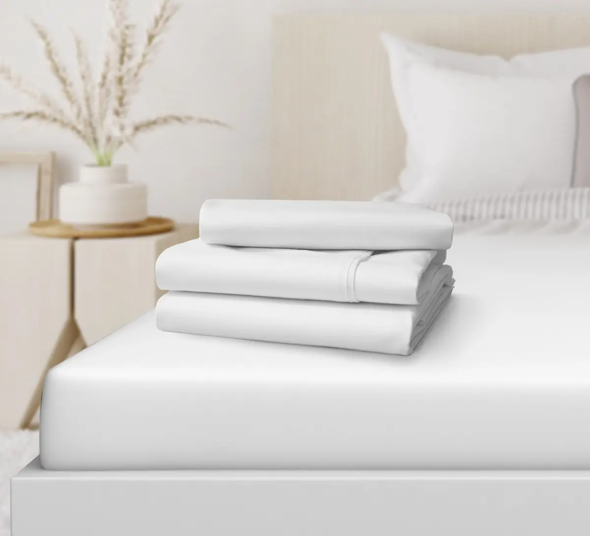 Rifz Textiles GDB Collection GDB608014-T210 Queen Fitted Sheet, 6 PK, White Polyester-Modal Blend, Wrinkle Resistant, Breathable, Fade Resistant, Pilling Resistance
