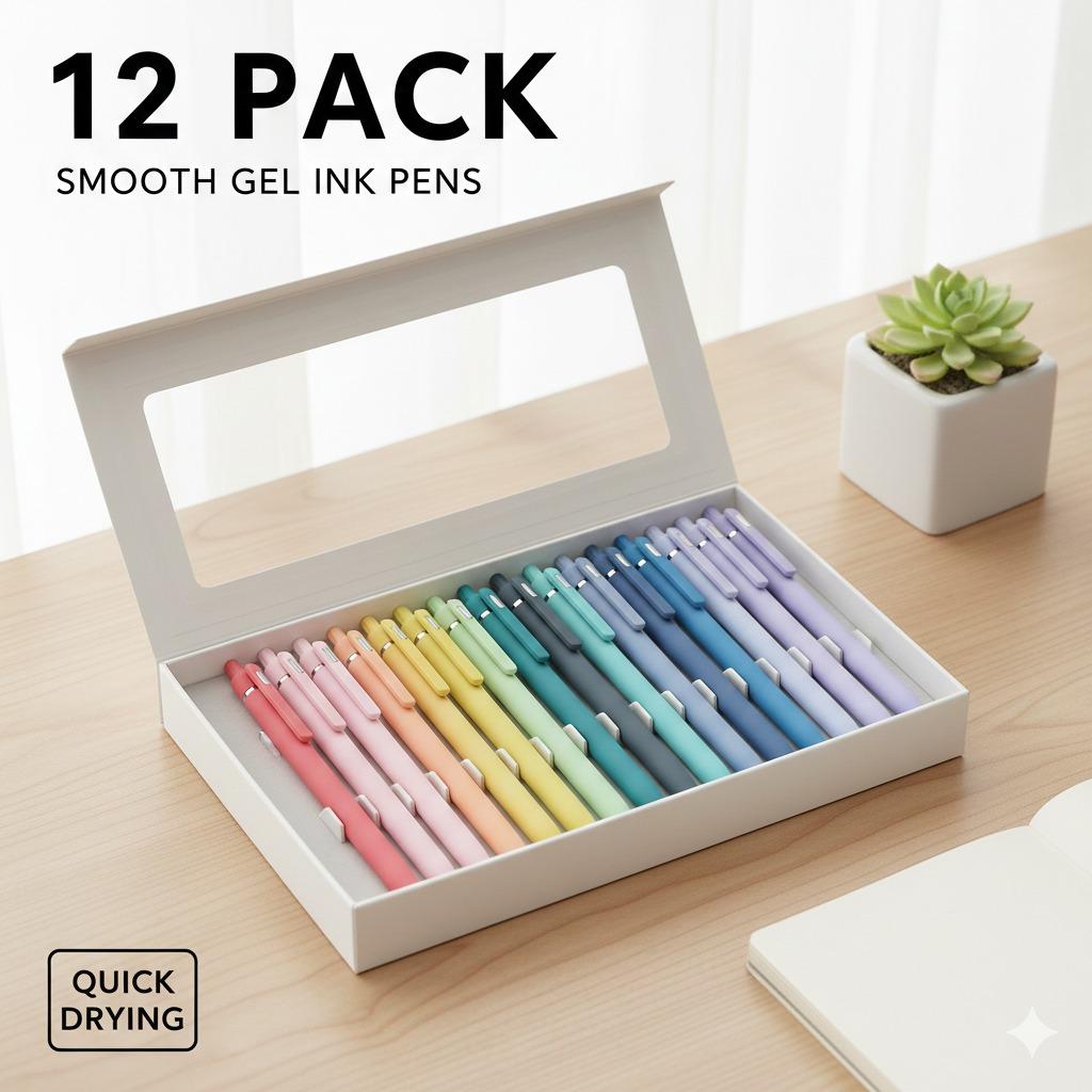 Bible Journaling Pens, 12 Pack, Assorted Color, Retractable Cute Gel Pens for Journaling, 0.7 mm, Pastel Barrel with Silver Cross Clip, Smooth Writing Aesthetic Pens for Women