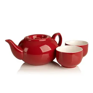 Red Barn Ceramic Teapot